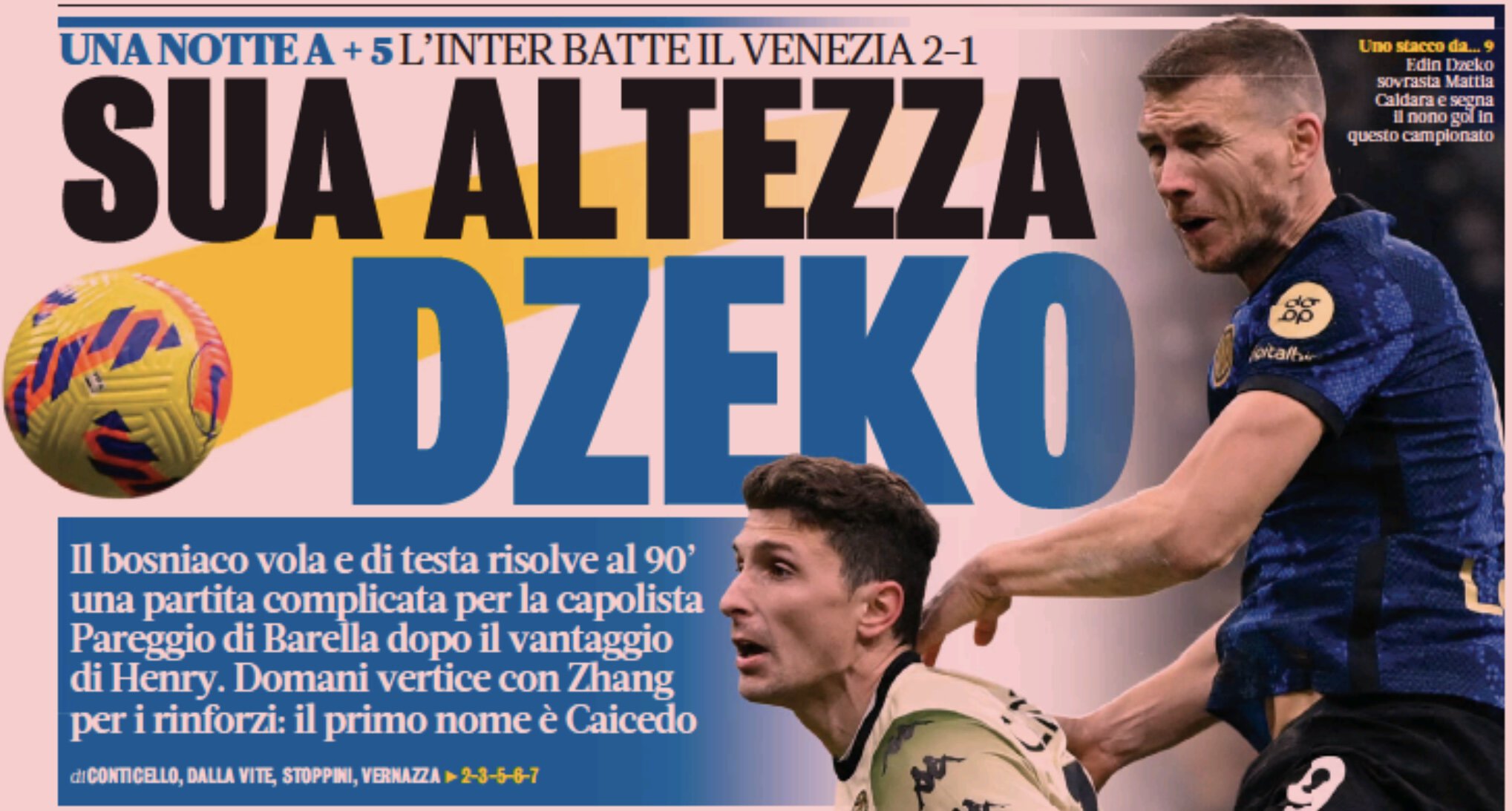 Его высочество Джеко. Заголовки Gazzetta, TuttoSport и Corriere за 23 января