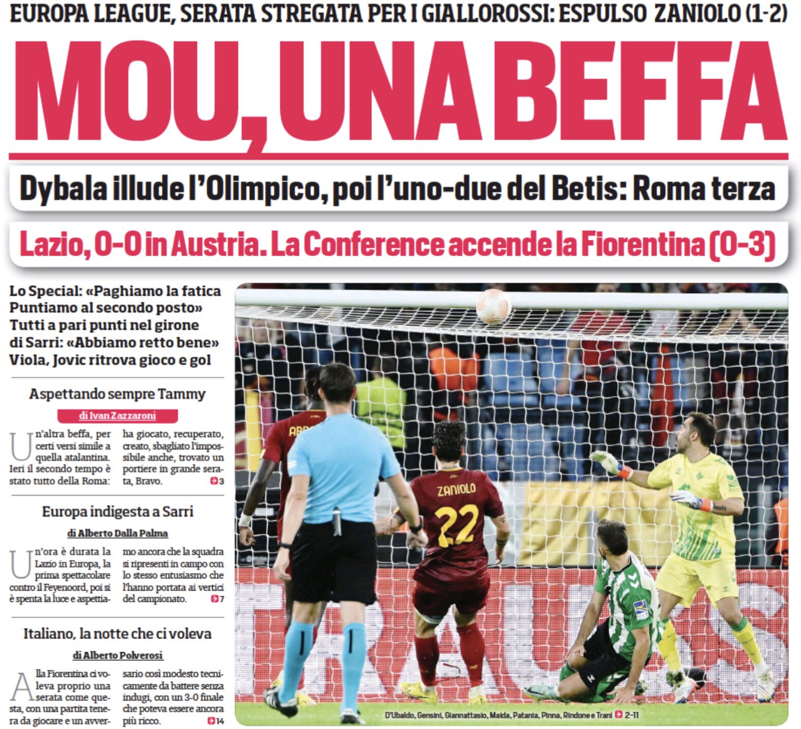 Моур, пощёчина. Заголовки Gazzetta, TuttoSport и Corriere за 7 октября