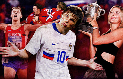 ЦСКА, Сборная России по футболу, Спартак, Зенит, Евро-2008, Андрей Аршавин, Лига Европы УЕФА, Евробаскет, ЧМ по хоккею, Сборная России по теннису, Мария Шарапова, Кубок Дэвиса, Алексей Ягудин, Марат Сафин, Сборная России по хоккею с шайбой, Анна Щербакова, сборная России по волейболу, молодежный чемпионат мира по хоккею, Детройт, Александр Попов, Александра Игнатова (Трусова), Даниил Медведев, Александр Овечкин, Александр Большунов, Тампа-Бэй, Александр Легков, Владимир Кличко, Тимофей Мозгов, Гарри Каспаров, Александр Карелин, Евгений Кафельников, Сборная России по баскетболу, Федор Емельяненко, Игорь Акинфеев, Евгений Плющенко, Алексей Немов, Евгения Медведева, Владимир Чагин, Константин Цзю, Алина Загитова, Елена Исинбаева, Ислам Махачев, Юрий Борзаковский, Хабиб Нурмагомедов, Александр Поветкин, Дмитрий Носов, 100 лучших спортсменов в истории России