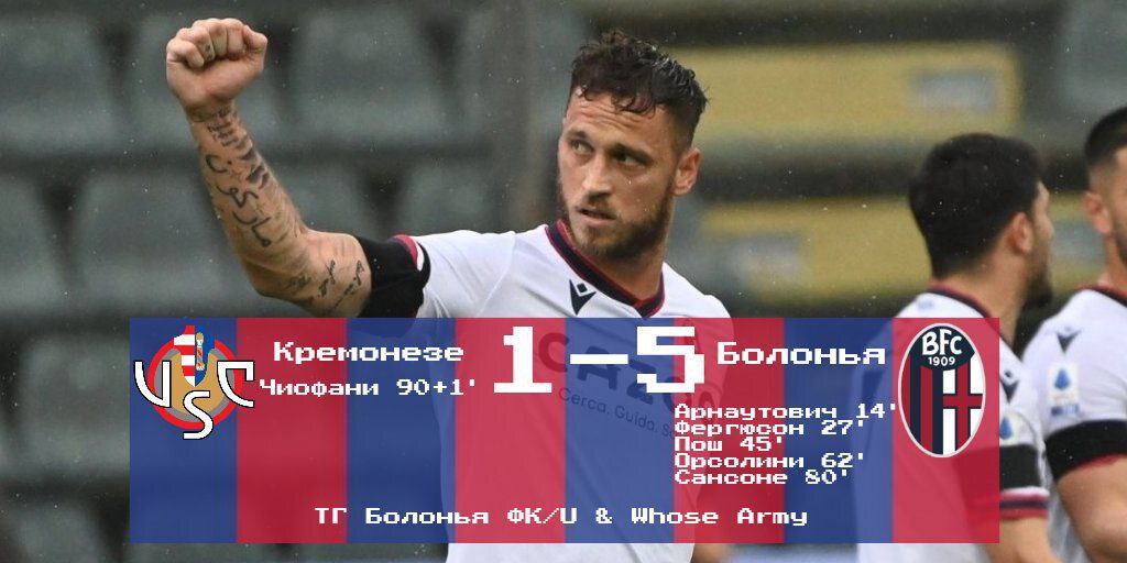Серия А, 36 тур. «Кремонезе» - «Болонья» 1-5