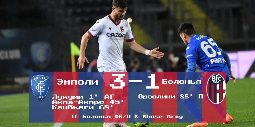 Серия А, 33 тур. «Эмполи» - «Болонья» 3-1