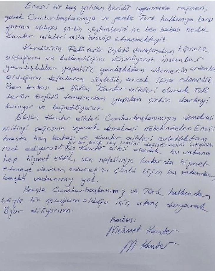 От Энеса Кантера отрекся отец за его политические убеждения
