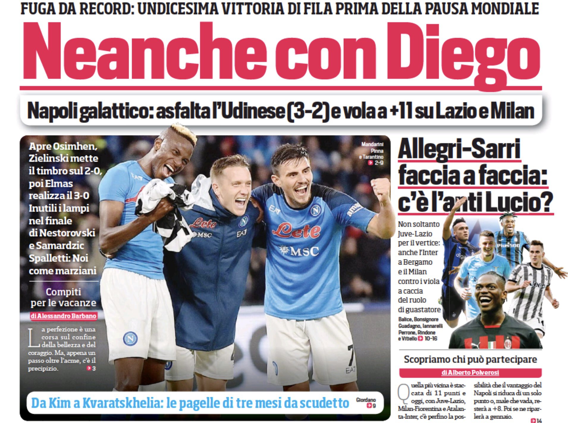 Даже не с Диего. Заголовки Gazzetta, TuttoSport и Corriere за 13 ноября