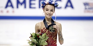 Произвольная программа Анны Щербаковой на Skate America с комментаторами канала NBC