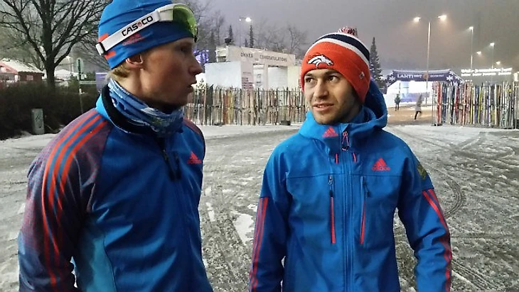 Российские спортсмены после гонки