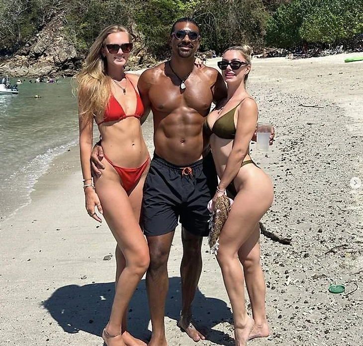 Haye with long-term partner Sian Osbourne and new flame Mica Jova. Credit: Instagram/davidhaye