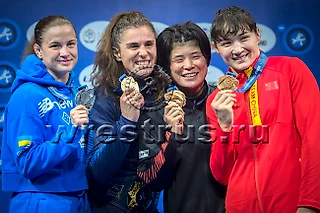 Наталья Воробьева - чемпионка мира-2019, Екатерина Полещук и Ольга Хорошавцева - бронзовые призерки