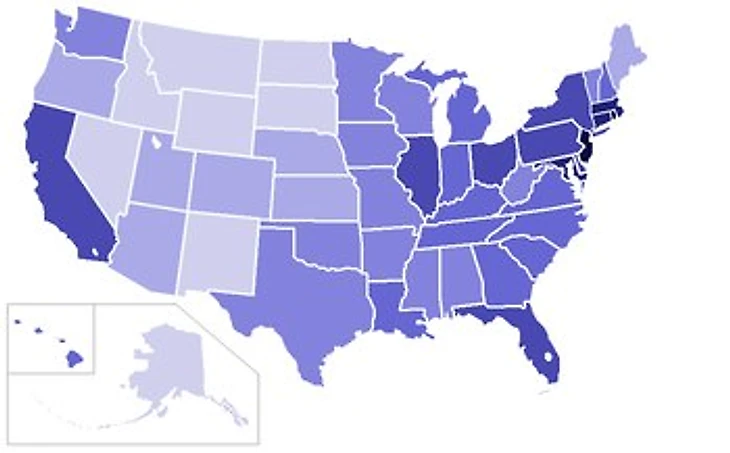 Плотность населения США