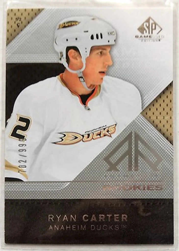 2007-08 RYAN CARTER UD SP GAME USED ROOKIE #188 DUCKS #702/999 | eBay