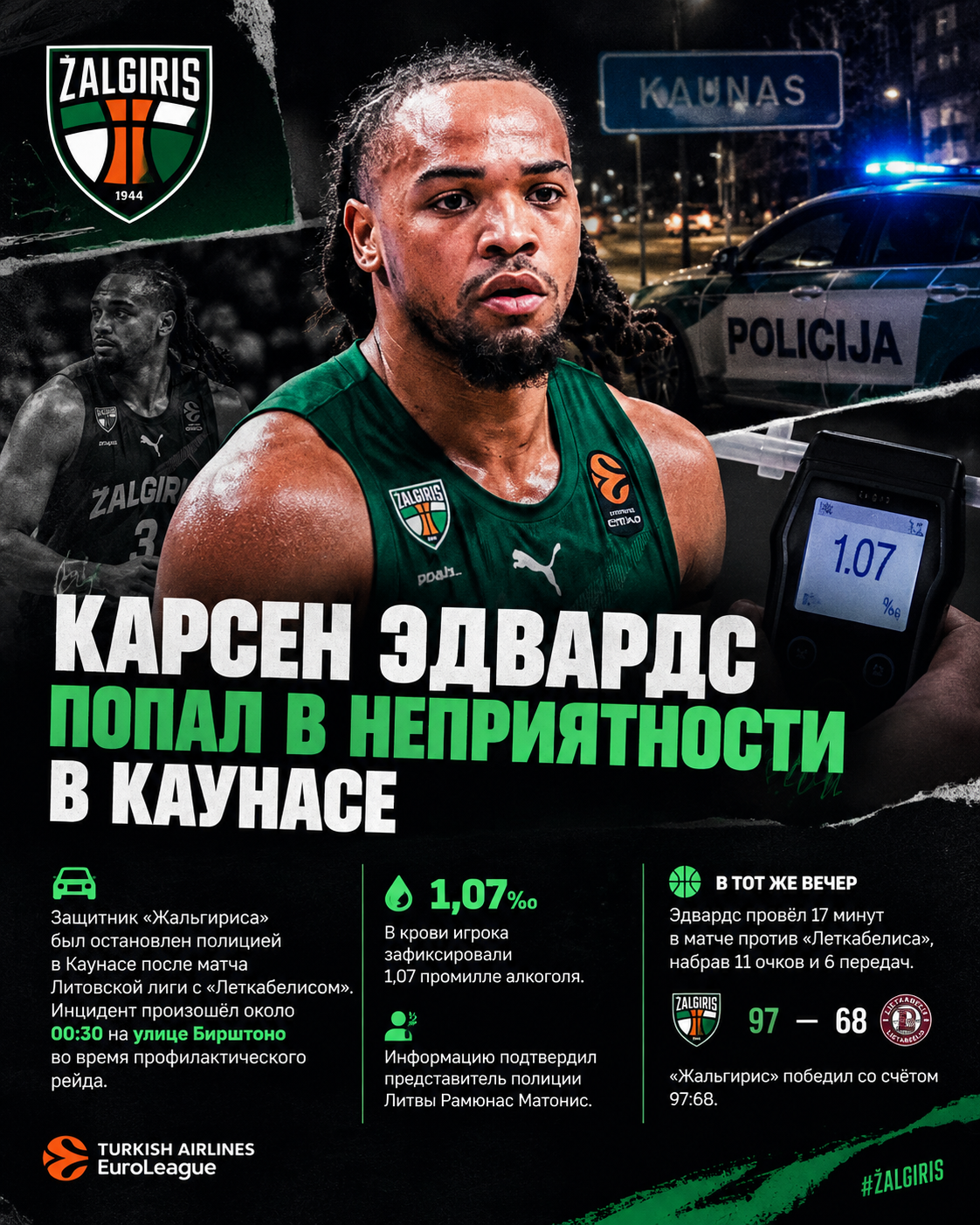 Жальгирис, Карсен Эдвардс