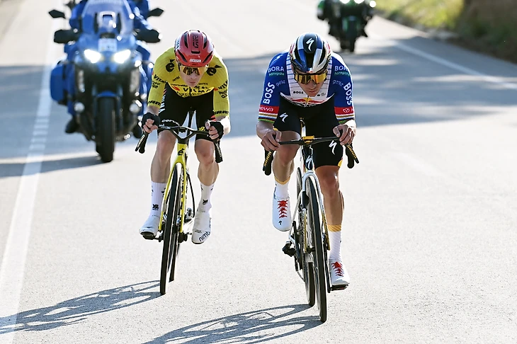 Remco Evenepoel and Jonas Vingegaard at the Volta a Catalunya