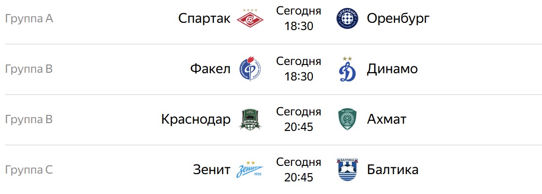 Краснодар, Оренбург, Динамо Москва, FONBET Кубок России, Факел, Зенит, Балтика, Спартак, Ахмат