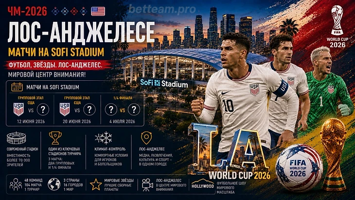 Матчи ЧМ-2026 в Лос-Анджелесе ⚽ США, Бельгия и четвертьфинал